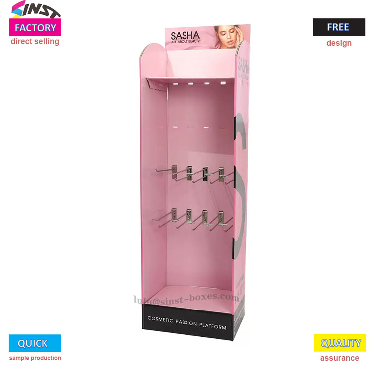 Espositore per cosmetici con ganci